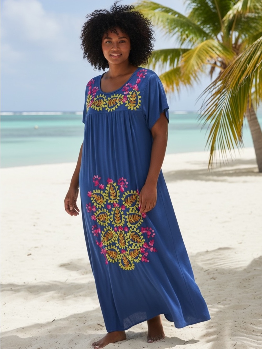 Riviera Sun embroidered blue maxi dress Size Large